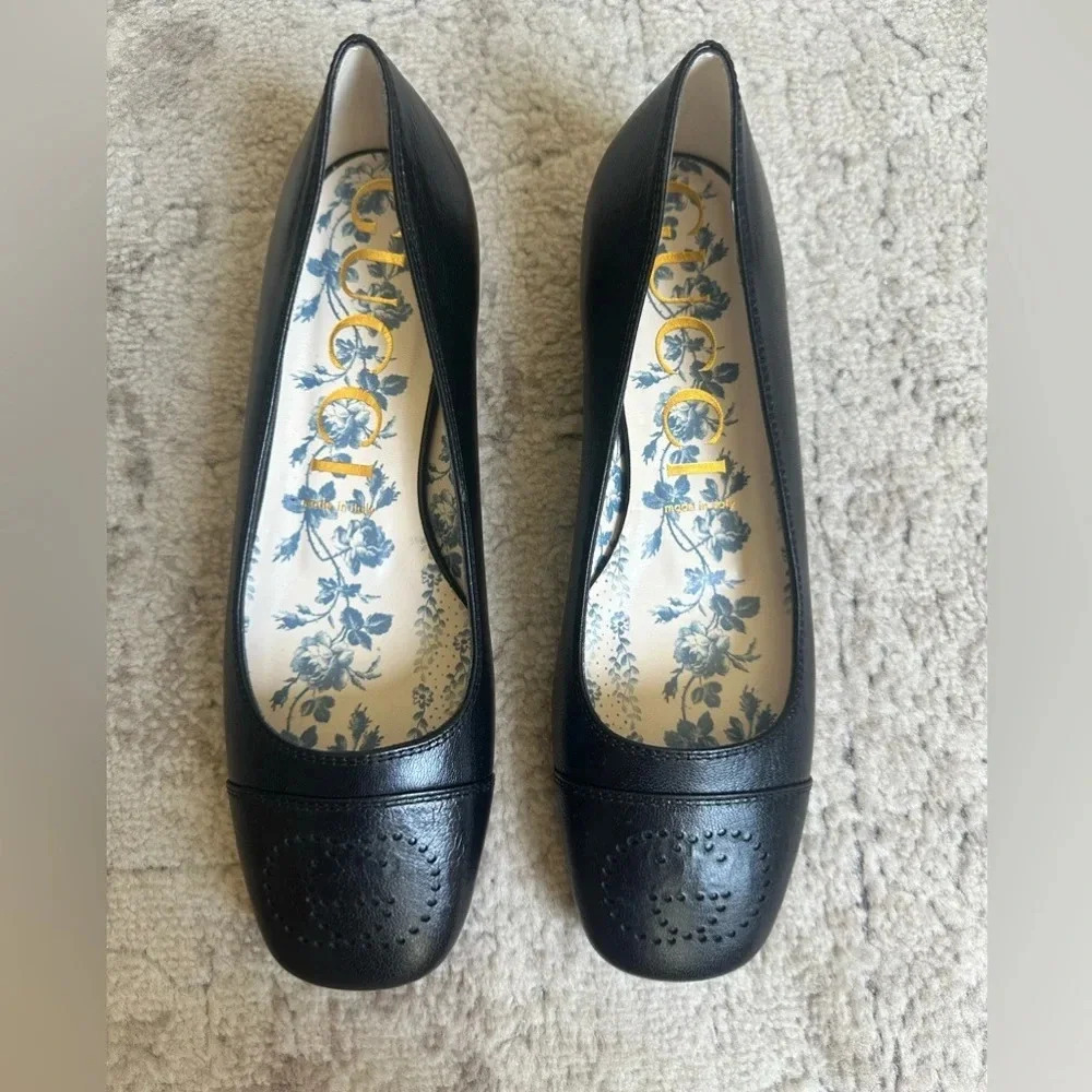 Gucci Hills Black Ballet Designer Flats, Interlocking G logo, size 9, pre-owned - Picture 4 of 10